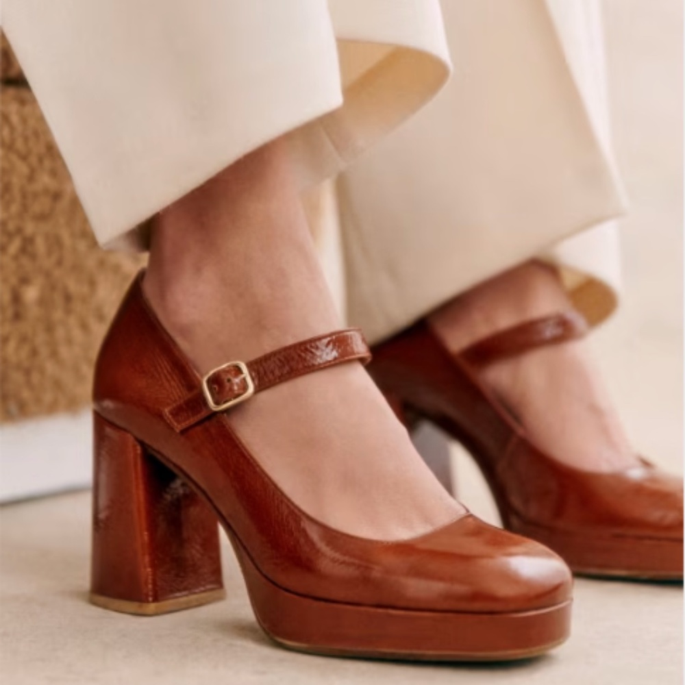 Sézane Brown Mary Jane Platform Heels